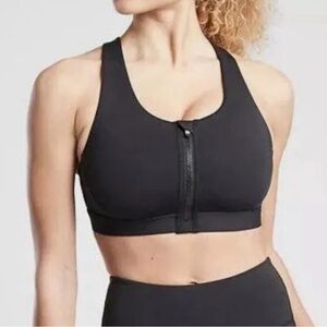 Athleta ultimate advance black zip up sports bra 34b